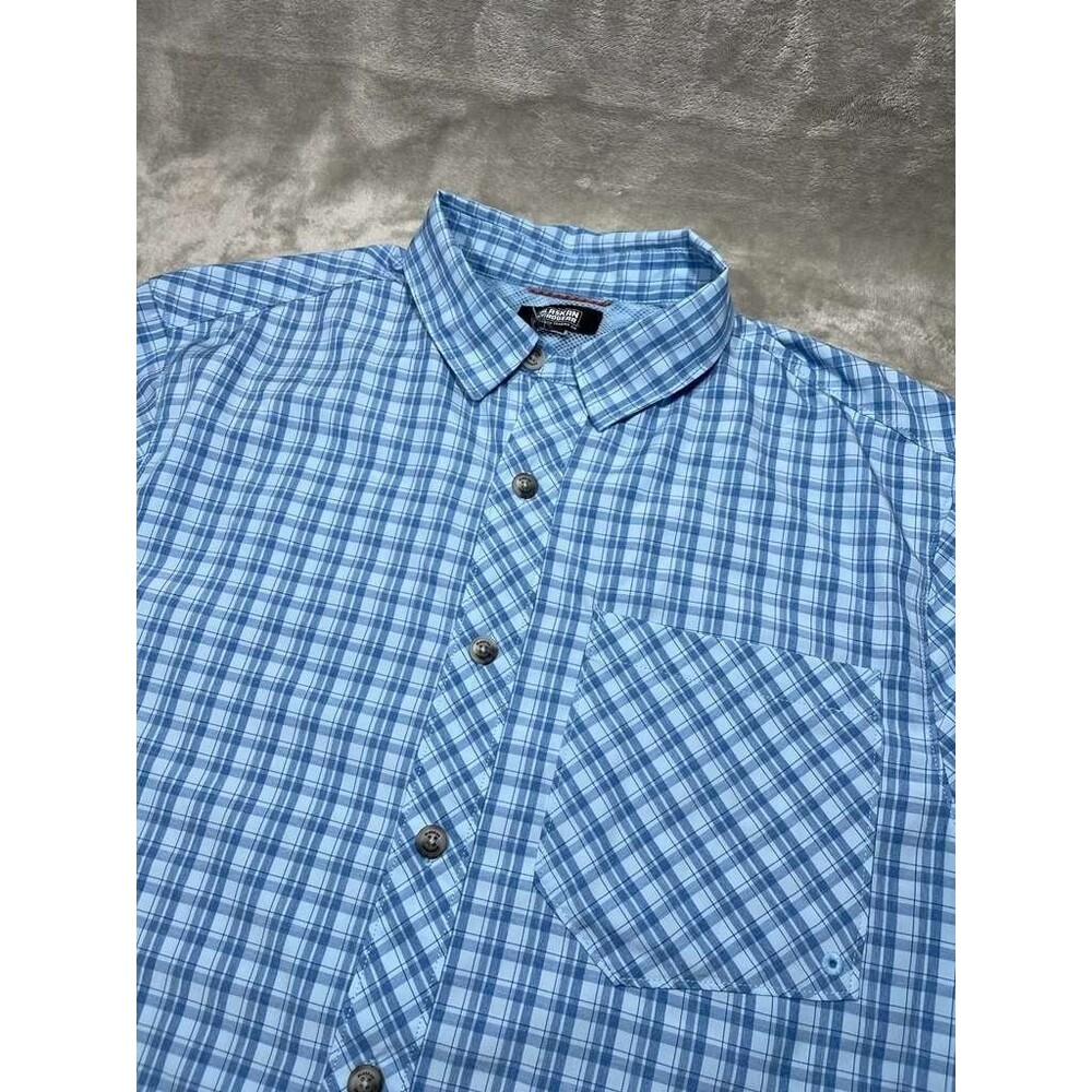 Alaskan Hardgear Button Down Shirt Men XL Blue Plaid Short Sleeve Outdoor